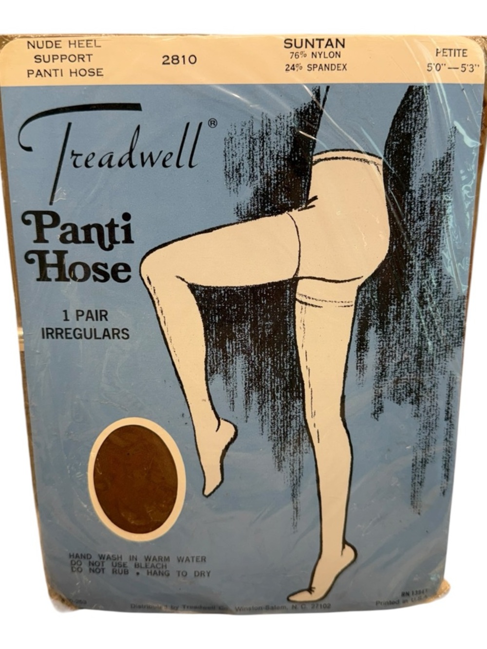 Vintage Treadwell Support Pantyhose Nude Heel Suntan Petite 2810